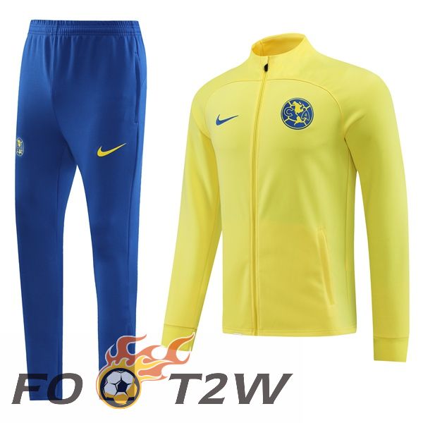 Ensemble Veste Survetement De Foot Club America Jaune 2023/2024