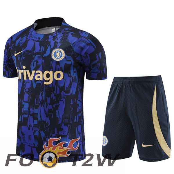 Ensemble Training T-Shirts FC Chelsea + Shorts Bleu Royal 2023/2024