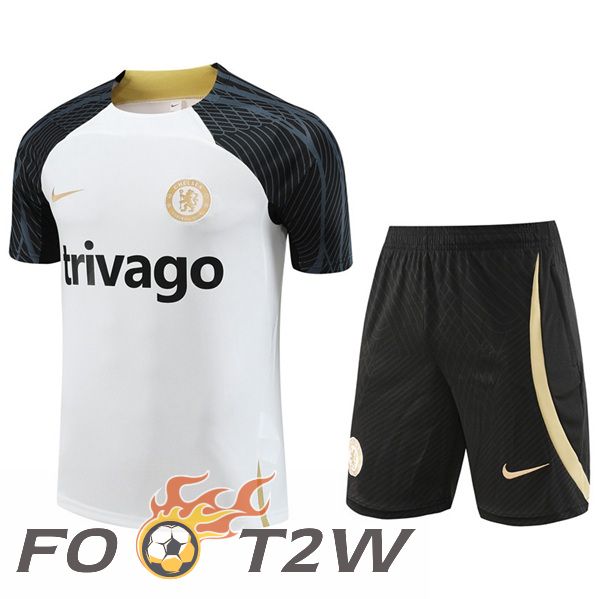 Ensemble Training T-Shirts FC Chelsea + Shorts Blanc 2023/2024