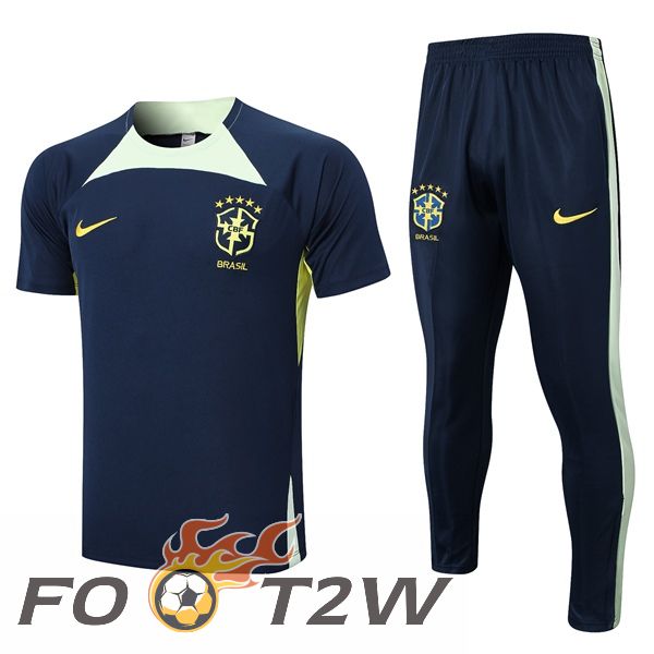 Training T-Shirts Bresil + Pantalon Bleu Royal 2023/2024