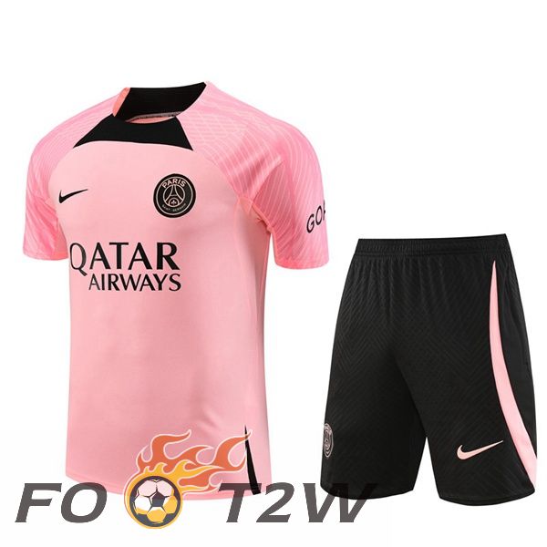 Ensemble Training T-Shirts Paris PSG + Shorts Rose 2023/2024