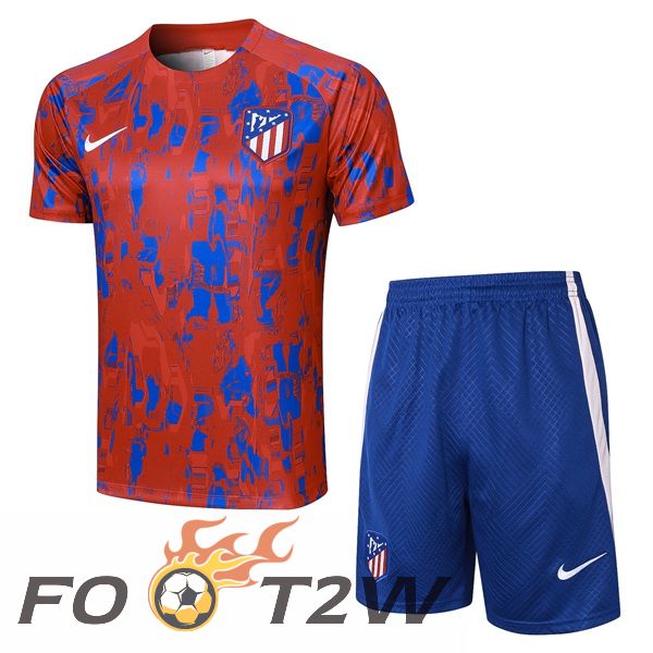 Ensemble Training T-Shirts Atletico Madrid + Shorts Rouge Bleu 2023/2024