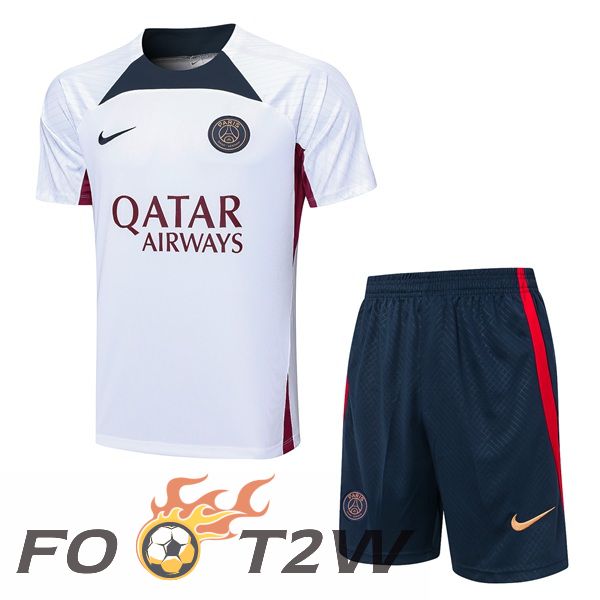 Ensemble Training T-Shirts Paris PSG + Shorts Blanc 2023/2024