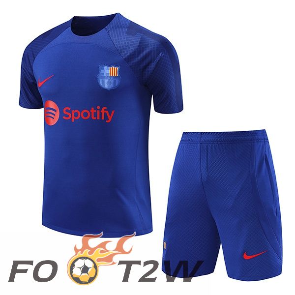 Ensemble Training T-Shirts FC Barcelone + Shorts Bleu Royal 2023/2024