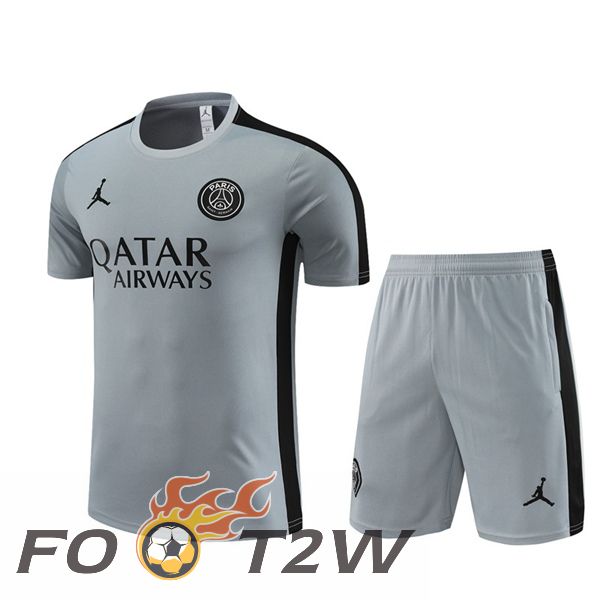 Ensemble Training T-Shirts JORDAN Paris PSG + Shorts Gris 2023/2024