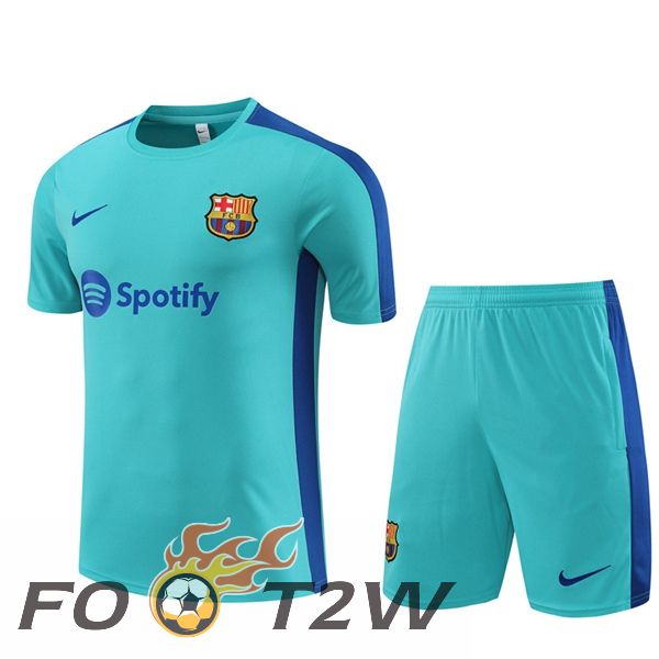 Ensemble Training T-Shirts FC Barcelone + Shorts Cyan 2023/2024