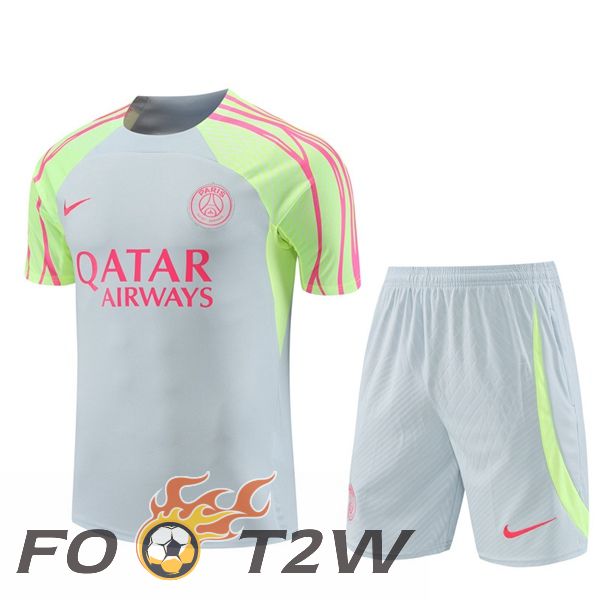 Ensemble Training T-Shirts Paris PSG + Shorts Gris 2023/2024