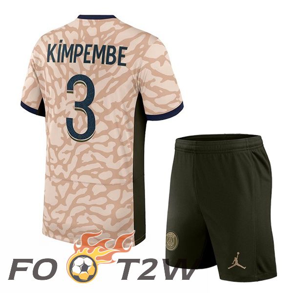 Maillot De Foot Paris PSG (Kimpembe 3) Enfant Quatrieme Rose 2023/2024