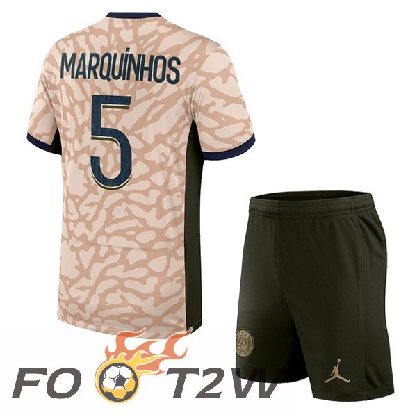 Maillot De Foot Paris PSG (Marquinhos 5) Enfant Quatrieme Rose 2023/2024