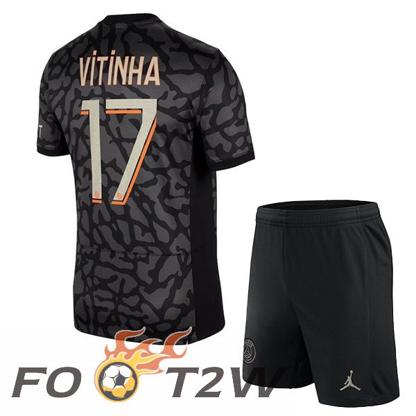 Maillot De Foot Paris PSG (Vitinha 17) Enfant Third Noir 2023/2024