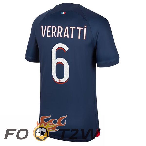 Maillot De Foot Paris PSG (Verratti 6) Domicile Bleu Royal 2023/2024