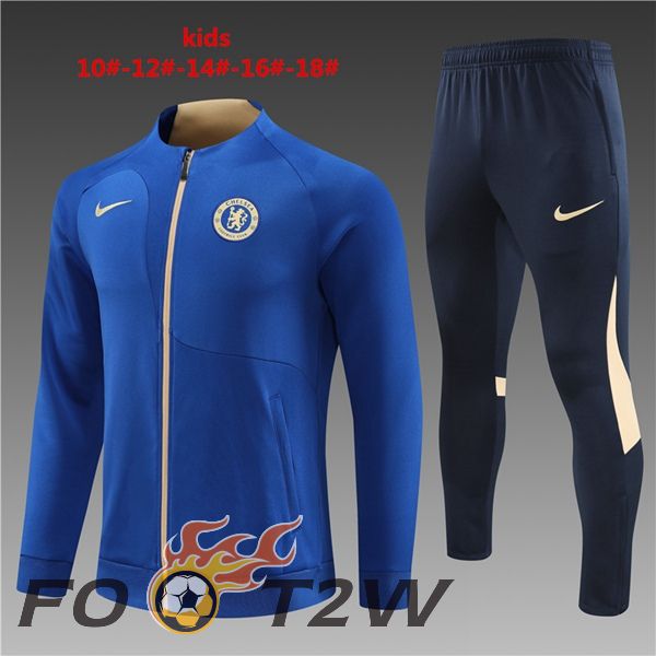 Ensemble Veste Survetement De Foot FC Chelsea Enfant Bleu 2023/2024