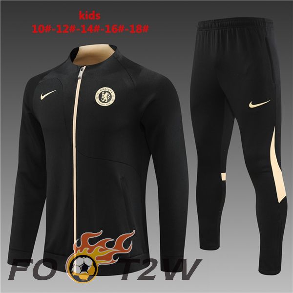 Ensemble Veste Survetement De Foot FC Chelsea Enfant Noir 2023/2024