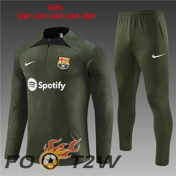 Ensemble Survetement De Foot FC Barcelone Enfant Vert 2023/2024