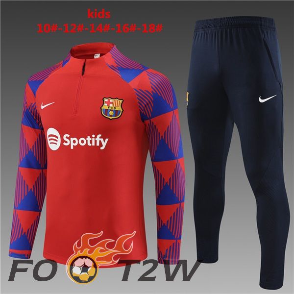 Ensemble Survetement De Foot FC Barcelone Enfant Rouge 2023/2024