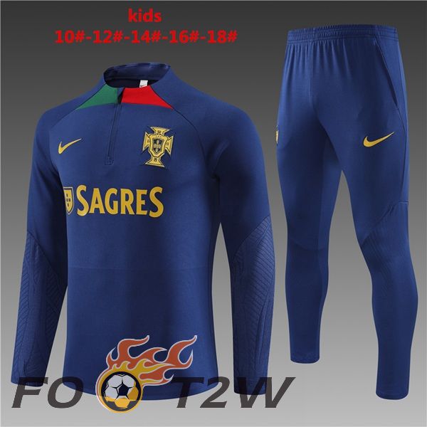 Ensemble Survetement De Foot Portugal Enfant Bleu Royal 2023/2024