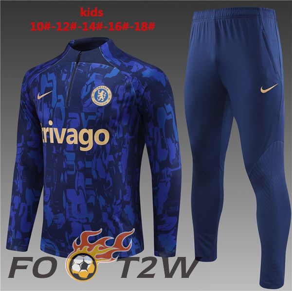 Ensemble Survetement De Foot FC Chelsea Enfant Bleu 2023/2024