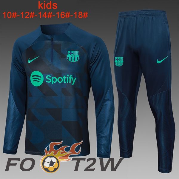 Ensemble Survetement De Foot FC Barcelone Enfant Bleu Royal 2023/2024