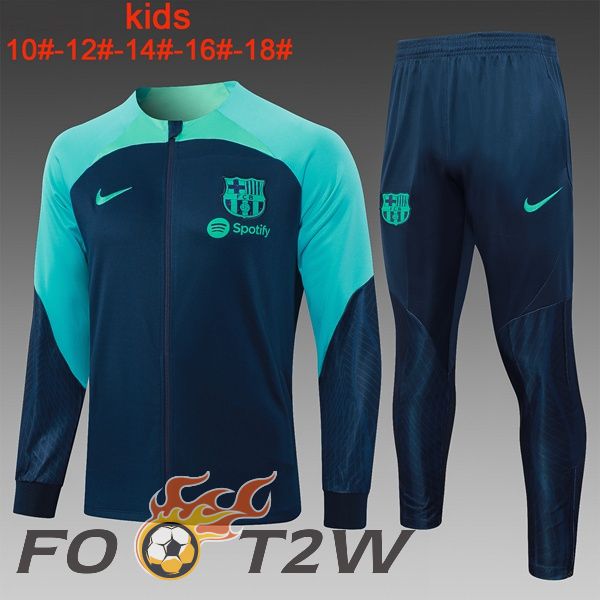 Ensemble Veste Survetement Foot FC Barcelone Enfant Bleu Royal 2023/2024