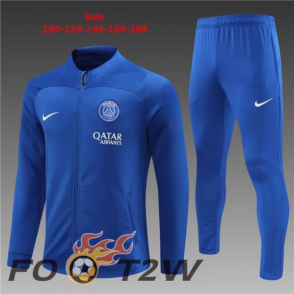 Ensemble Veste Survetement De Foot Paris PSG Enfant Bleu 2023/2024