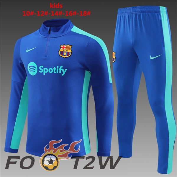 Ensemble Survetement De Foot FC Barcelone Enfant Bleu 2023/2024