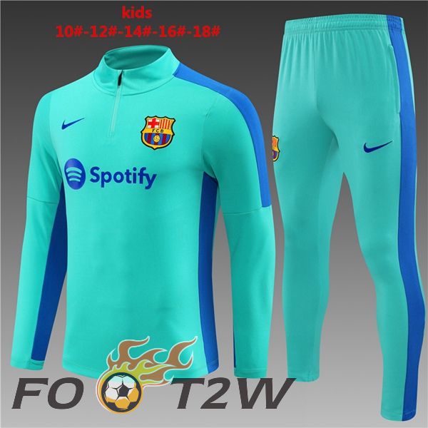 Ensemble Survetement De Foot FC Barcelone Enfant Cyan 2023/2024