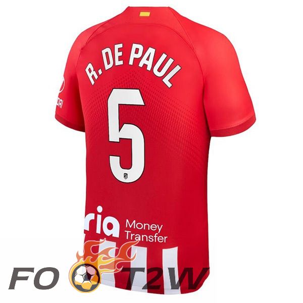 Maillot De Foot Atletico Madrid (R. De Paul 5) Domicile Rouge 2023/2024