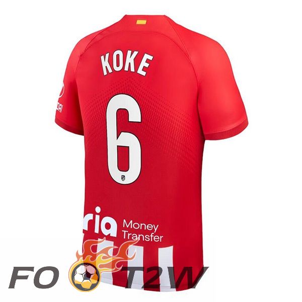 Maillot De Foot Atletico Madrid (Koke 6) Domicile Rouge 2023/2024