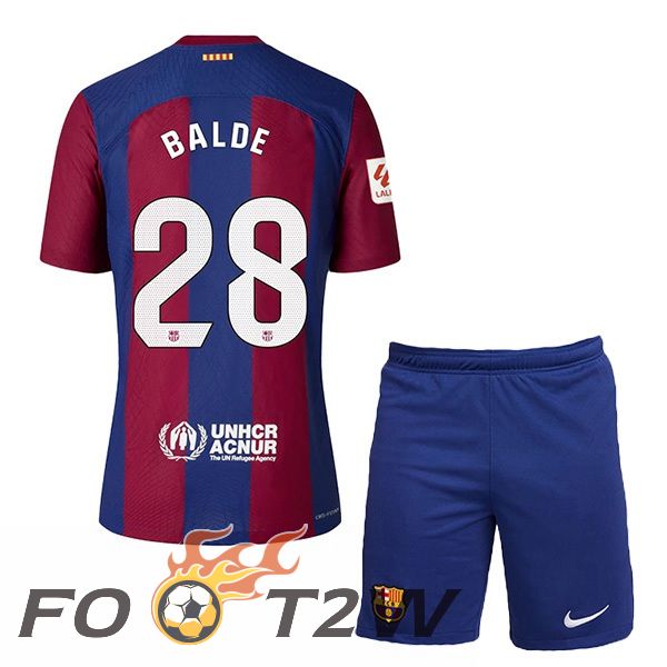 Maillot De Foot FC Barcelone (BALDE 28) Enfant Domicile Bleu Rouge 2023/2024