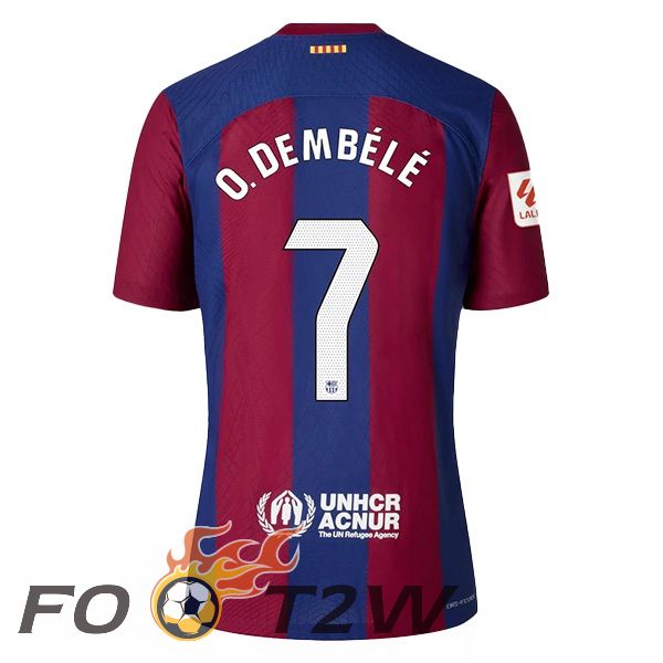 Maillot De Foot FC Barcelone (O. DEMBÉLÉ 7) Domicile Bleu Rouge 2023/2024