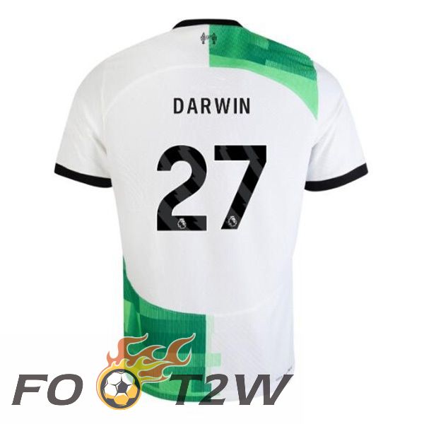 Maillot De Foot FC Liverpool (DARWIN 27) Exterieur Blanc Vert 2023/2024