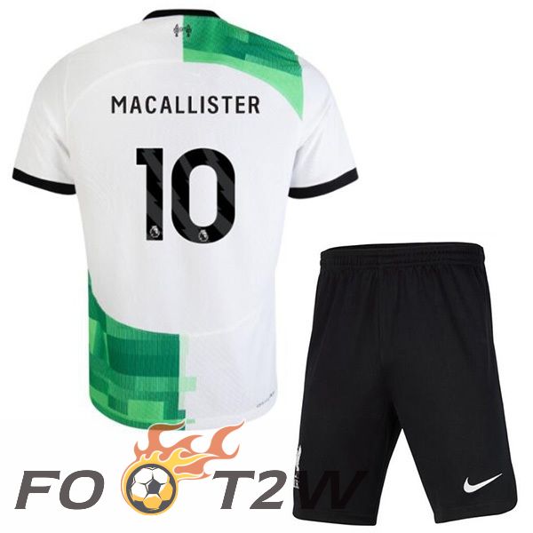 Maillot De Foot FC Liverpool (MAC ALLISTER 10) Enfant Exterieur Blanc Vert 2023/2024