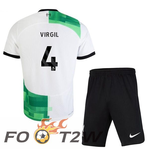 Maillot De Foot FC Liverpool (VIRGIL 4) Enfant Exterieur Blanc Vert 2023/2024