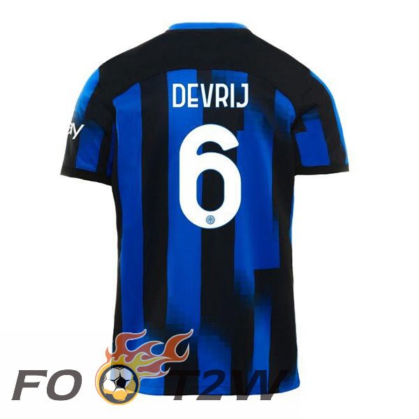 Maillot De Foot Inter Milan (DE VRIJ 6) Domicile Bleu 2023/2024