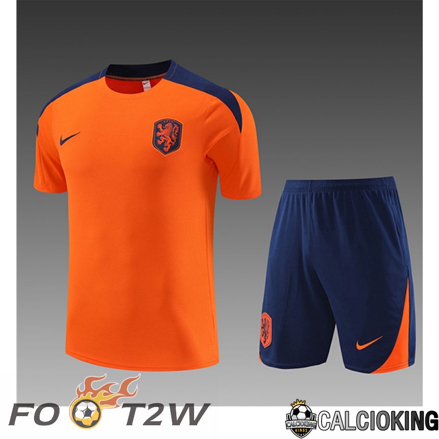 Ensemble Training T-Shirts + Shorts Pays-Bas Enfant Orange 2023/2024