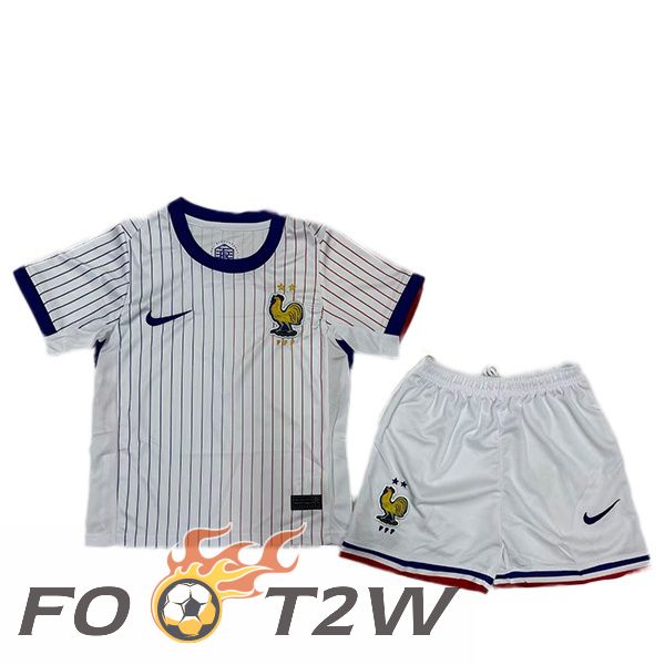 Maillot Foot Equipe De France Enfant Exterieur Blanc Version Fuite UEFA Euro 2024