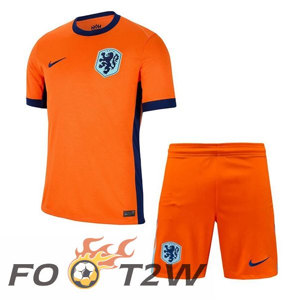 Maillot Equipe Pays-Bas Enfant Domicile Orange UEFA Euro 2024