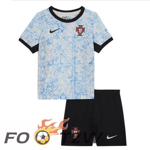 Maillot Equipe Portugal Enfant Exterieur Bleu Blanc UEFA Euro 2024