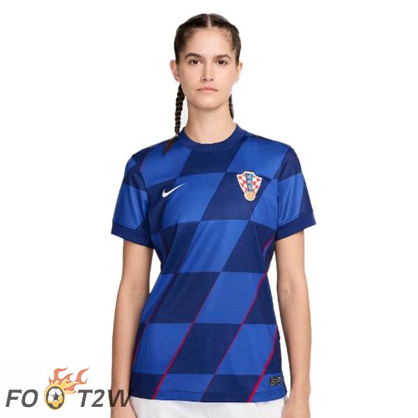 Maillot Equipe De Croatie Femme Exterieur Bleu UEFA Euro 2024