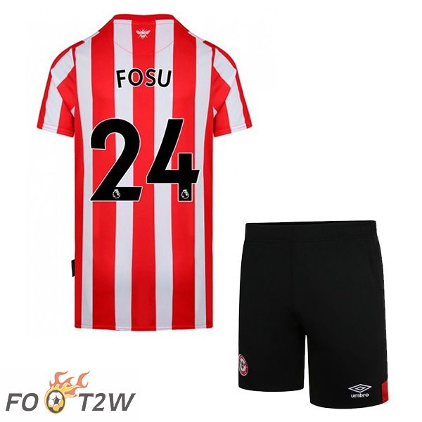 Maillot de Foot Brentford FC (FOSU 24) Enfant Domicile Rouge Blanc 2022/2023