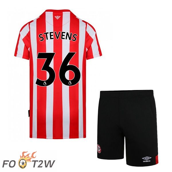 Maillot de Foot Brentford FC (STEVENS 36) Enfant Domicile Rouge Blanc 2022/2023