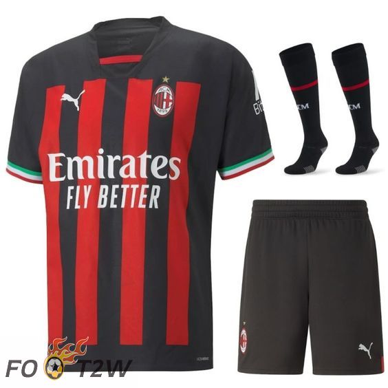 Ensemble Maillot Foot Milan AC Domicile (Short + Chaussettes) 2022/2023