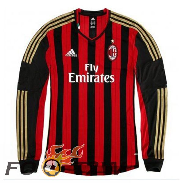 Maillot De Foot AC Milan Retro Domicile Manche Longue Rouge 2013-2014