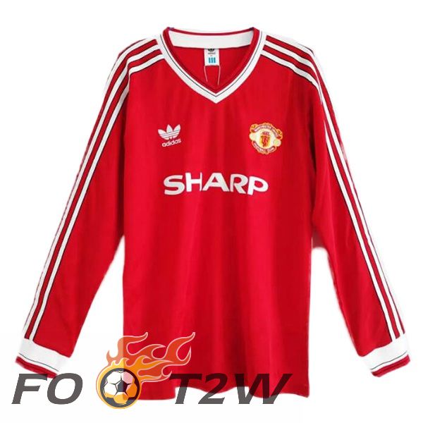 Maillot De Foot Manchester United Retro Domicile Manche Longue Rouge 1986-1988