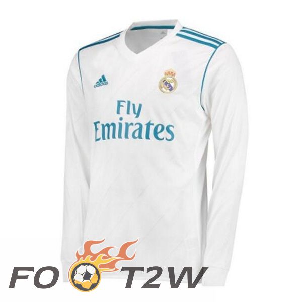 Maillot De Foot Real Madrid Retro Domicile Manche Longue Blanc 2017-2018