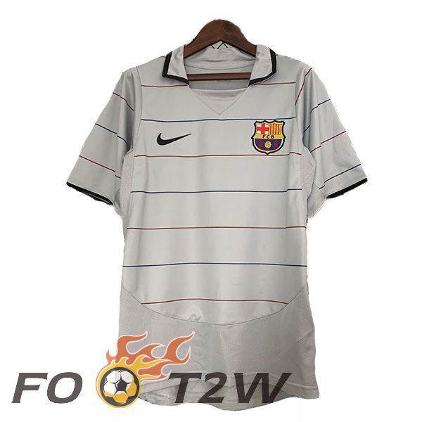 Maillot De Foot FC Barcelone Retro Exterieur Gris 2003-2004