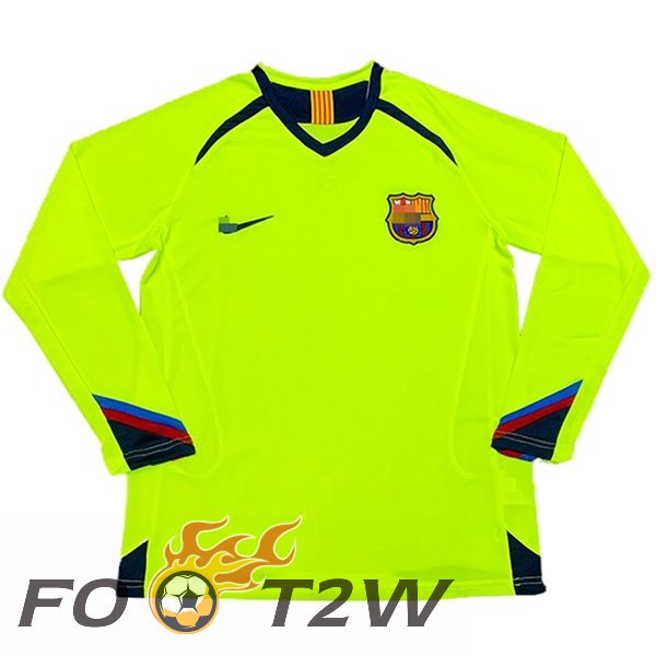 Maillot De Foot FC Barcelone Retro Exterieur Manche Longue Vert 2005-2006