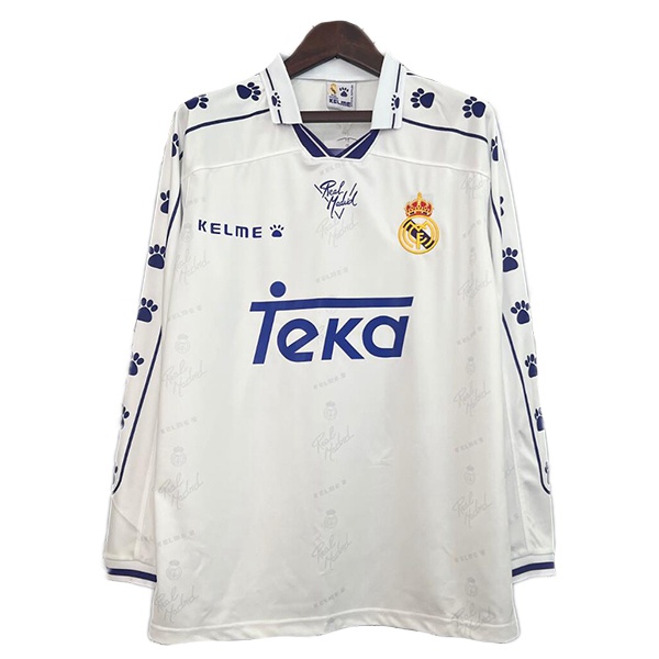 Maillot De Foot Real Madrid Retro Domicile Manche Longue Blanc 1994-1996