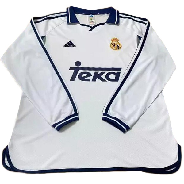 Maillot De Foot Real Madrid Retro Domicile Manche Longue Blanc 2000-2001