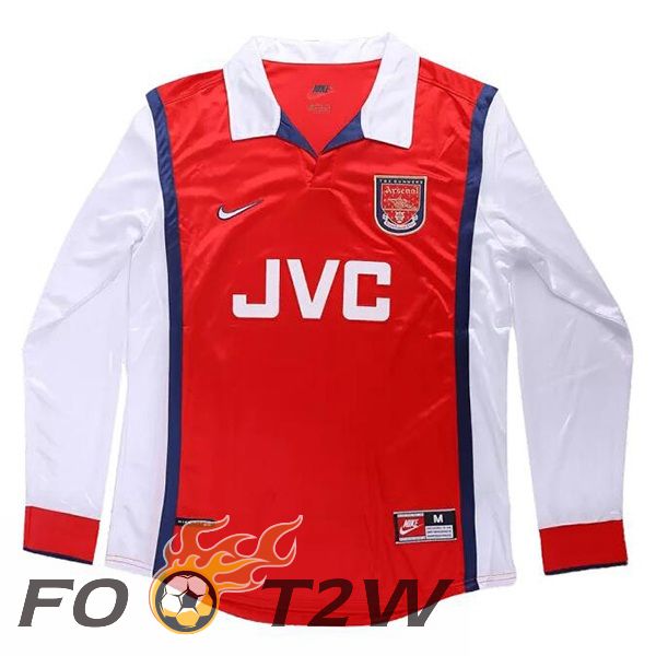 Maillot De Foot Arsenal Retro Domicile Manche Longue Blanc Rouge 1998-1999